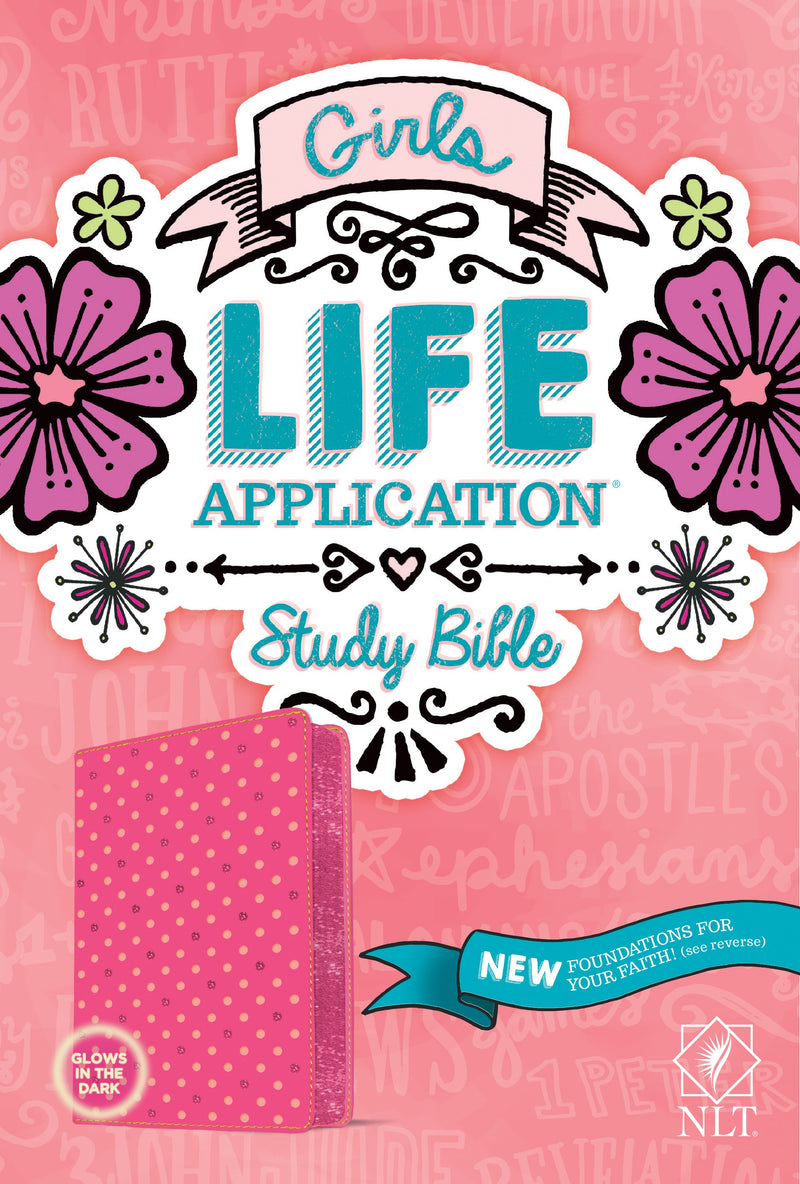 NLT Girls Life Application Study Bible-Pink Polka Dot LeatherLike