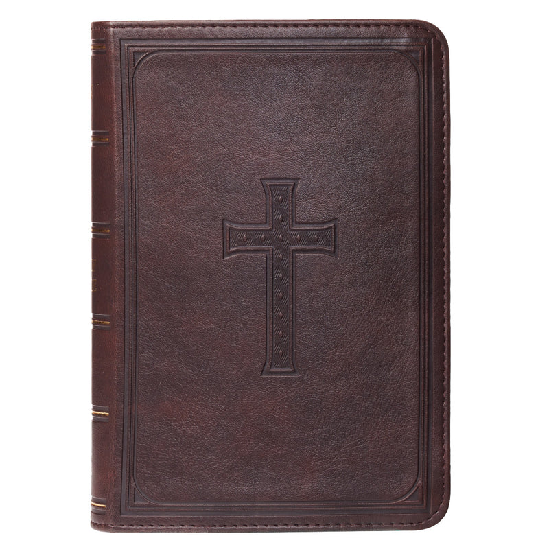  Large Print Compact Bible - Brown cross