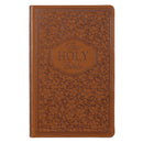 Bible Giant Print Floral Brown Faux Leat