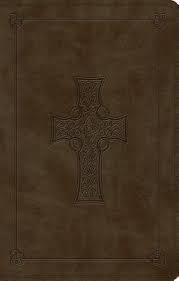 ESV Large Print Value Thinline Bible-Olive Celtic Cross Design TruTone