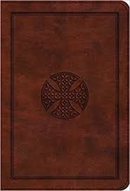 ESV Large Print Compact Bible-Brown Mosaic Cross Design TruTone