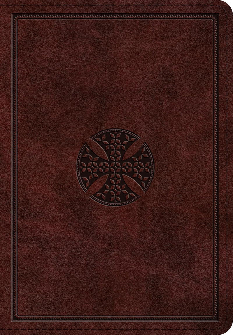 ESV Large Print Bible-Mahogany Mosaic Cross Design TruTone