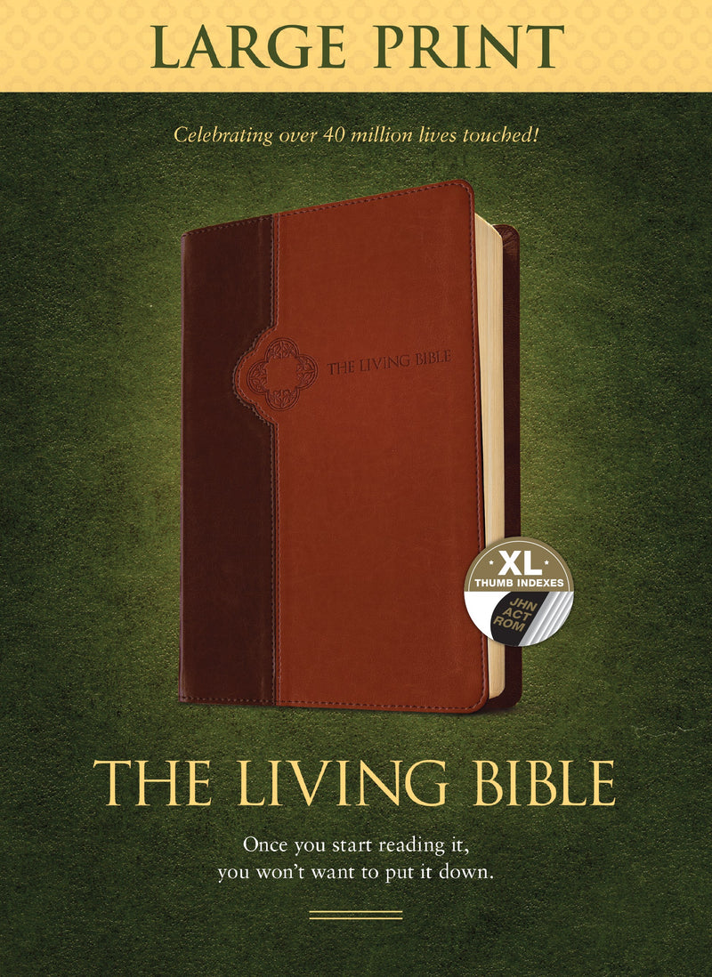 TLB The Living Bible/Large Print-Brown/Tan TuTone Indexed 