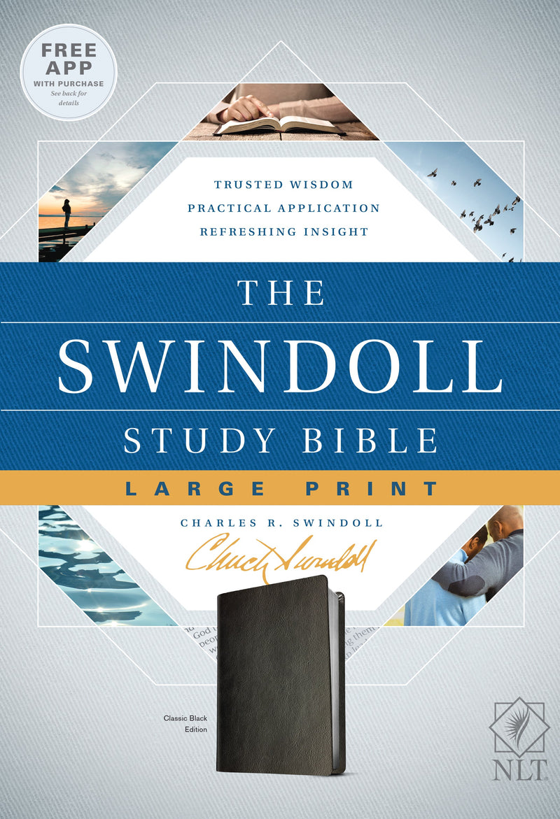 NLT Swindoll Study Bible/Large Print-Classic Black LeatherLike