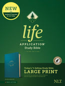 NLT Life Application Study Bible/Large Print (Third Edition) (RL)-Teal Blue LeatherLike Indexed 