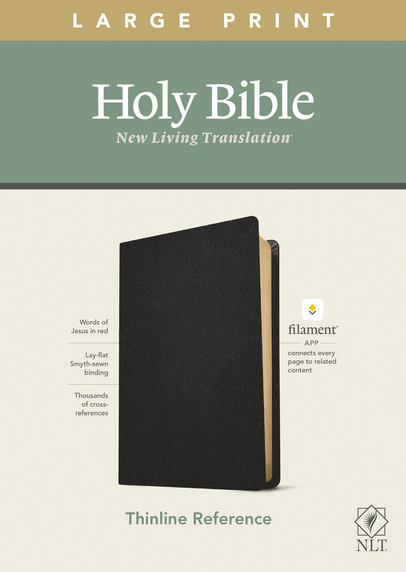 NLT Large Print Thinline Reference Bible/Filament Enabled Edition-Black Genuine Leather 