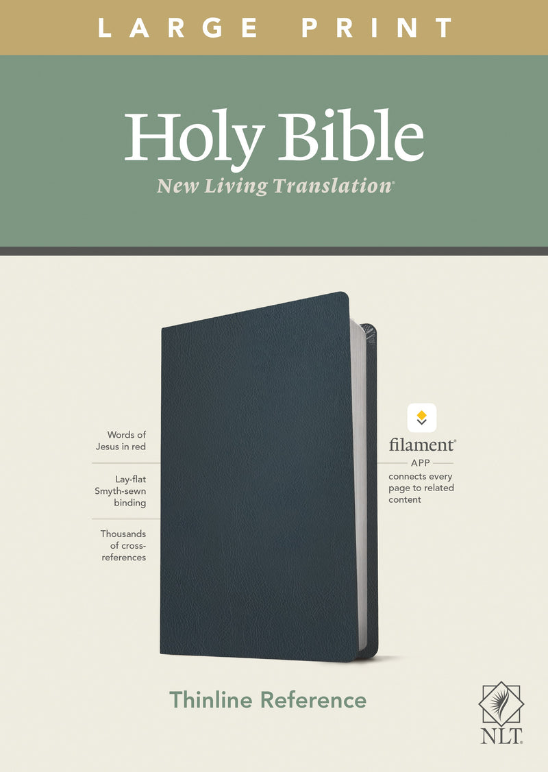 NLT Large Print Thinline Reference Bible/Filament Enabled Edition-Blue Genuine Leather