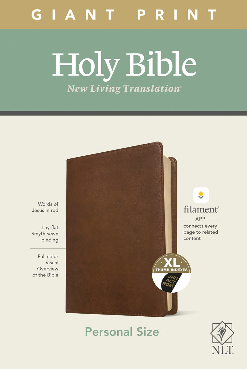 NLT Personal Size Giant Print Bible/Filament Enabled-Rustic Brown LeatherLike Indexed