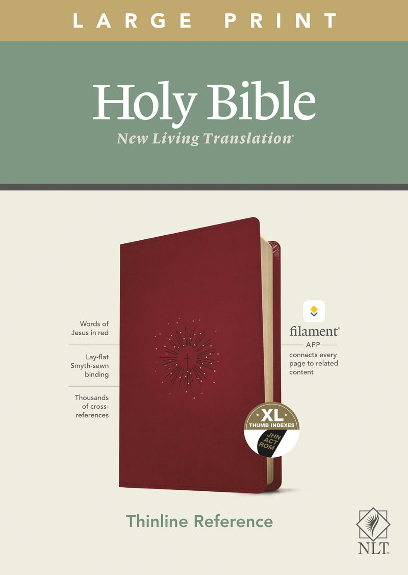 NLT Large Print Thinline Reference Bible/Filament Enabled Edition-Berry LeatherLike Indexed 