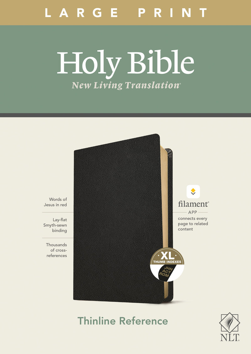 NLT Large Print Thinline Reference Bible/Filament Enabled Edition-Black Genuine Leather Indexed