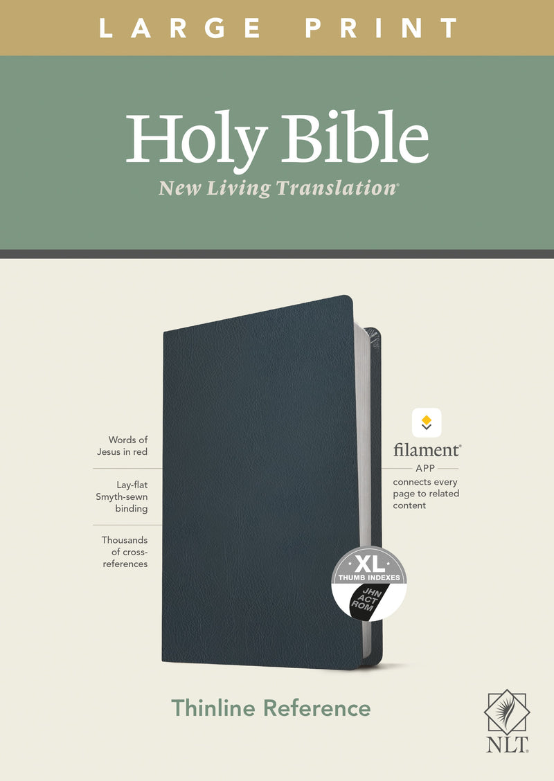 NLT Large Print Thinline Reference Bible/Filament Enabled Edition-Blue Genuine Leather Indexed