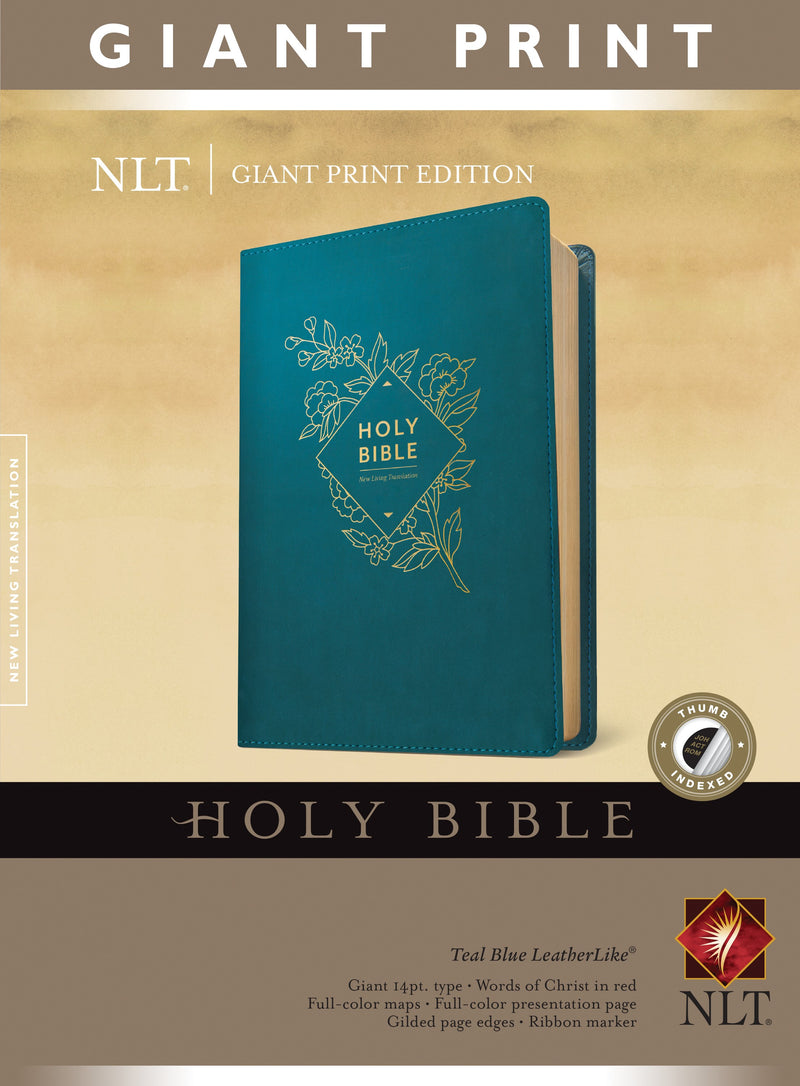 NLT Giant Print Bible-Teal LeatherLike Indexed