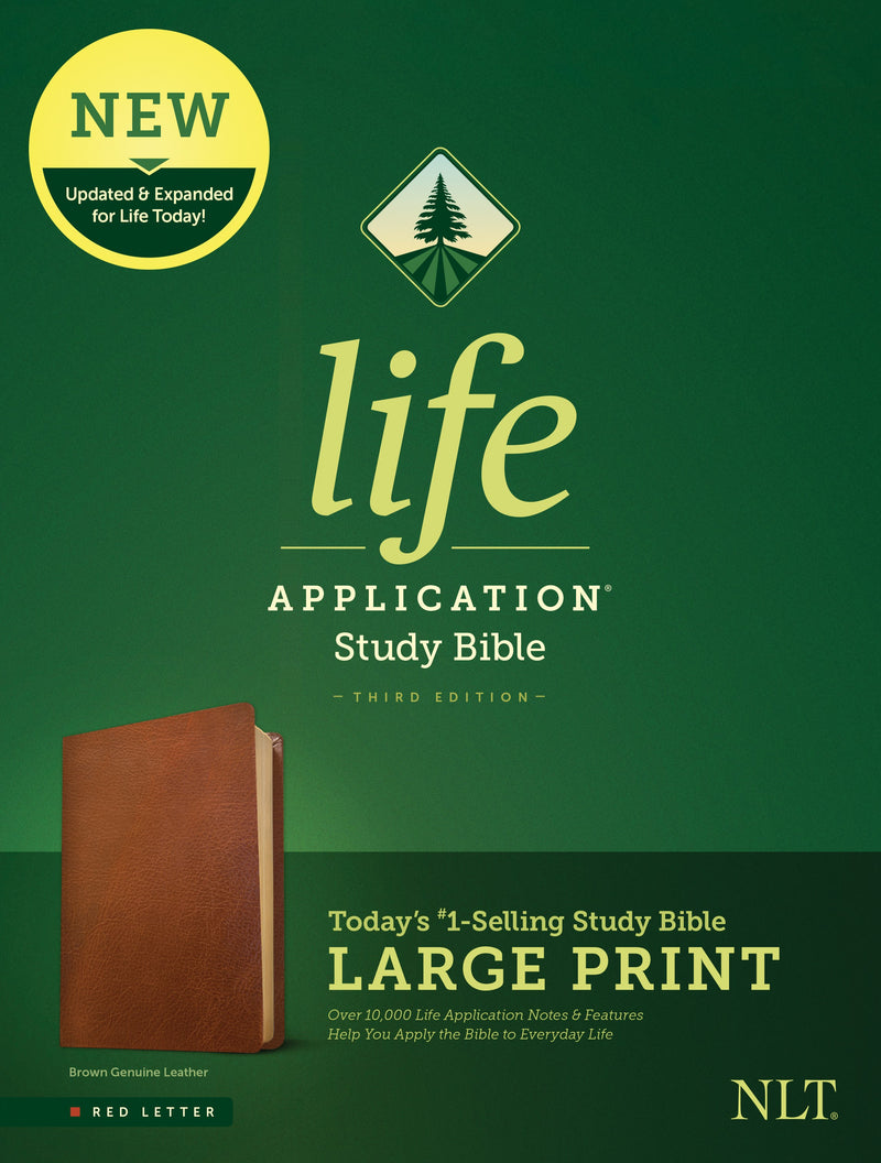 NLT Life Application Study Bible/Large Print (Third Edition) (RL)-Brown Genuine Leather