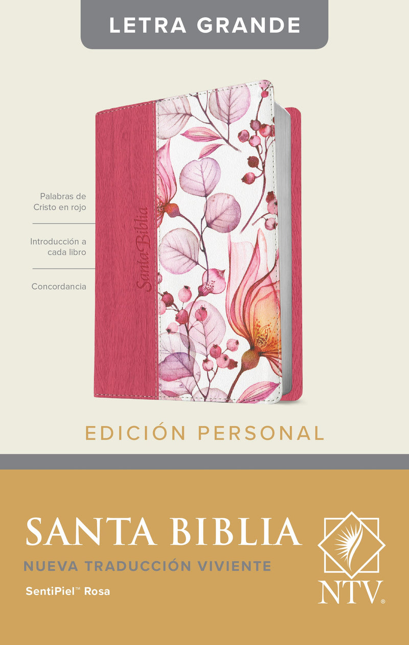 Span-NTV Personal Size Large Print Bible (Edicion Personal Letra Grande)-Rose LeatherLike Indexed 