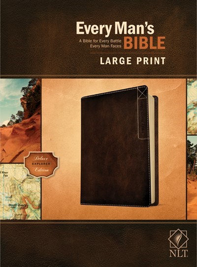 NLT Every Man's Bible/Large Print (Deluxe Explorer Edition)-Rustic Brown LeatherLike