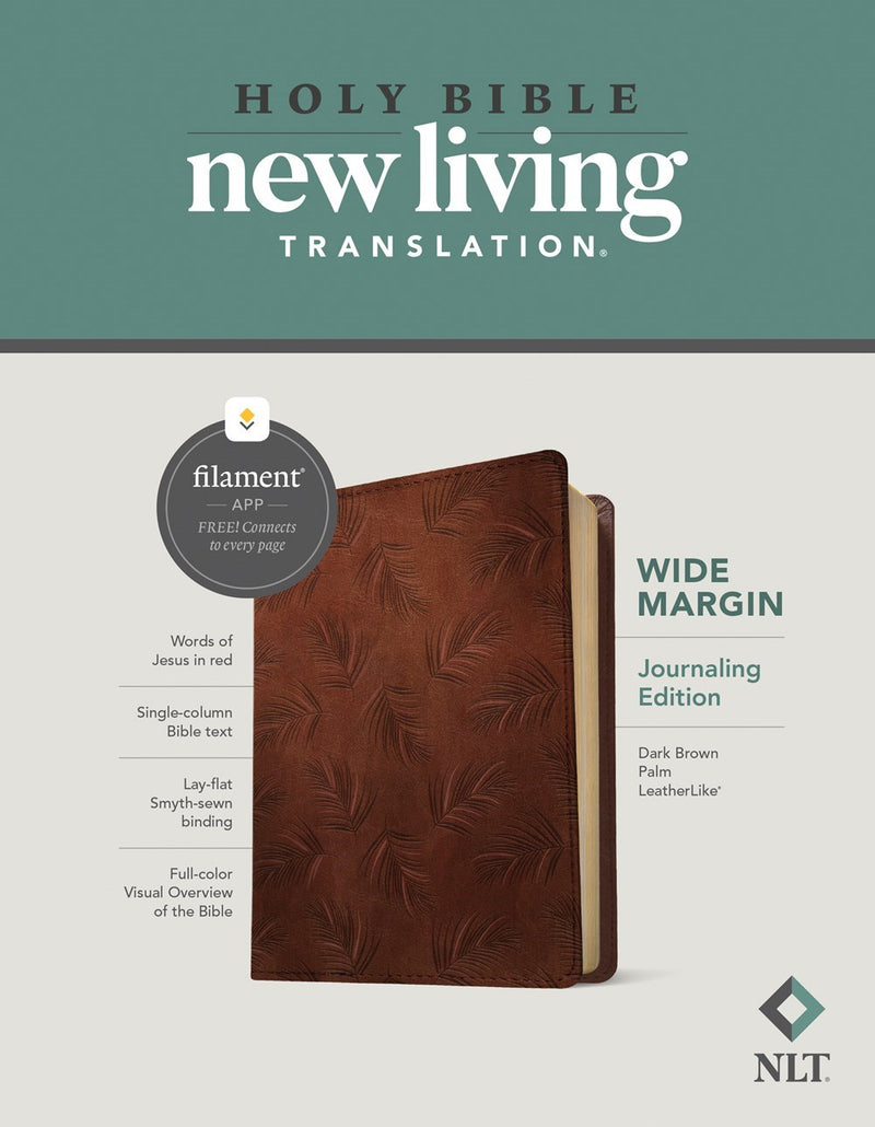 NLT Wide Margin Bible/Filament Enabled Edition-Dark Brown Palm LeatherLike