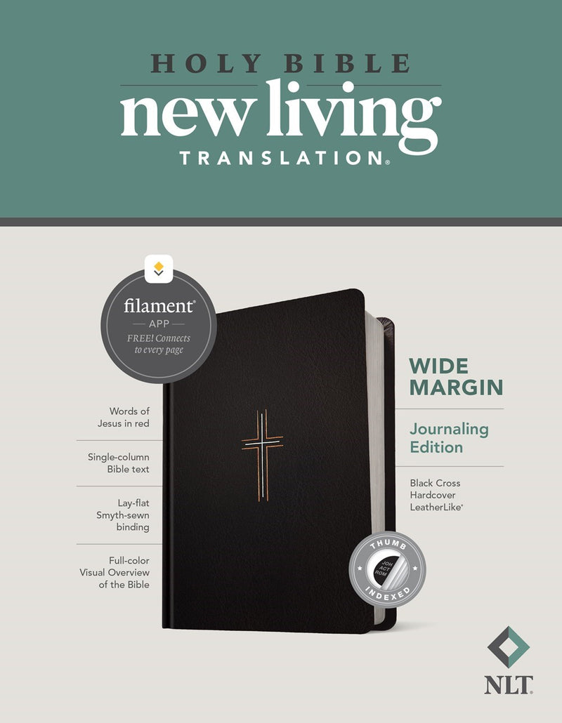 NLT Wide Margin Bible/Filament Enabled Edition-Black Cross Hardcover LeatherLike Indexed