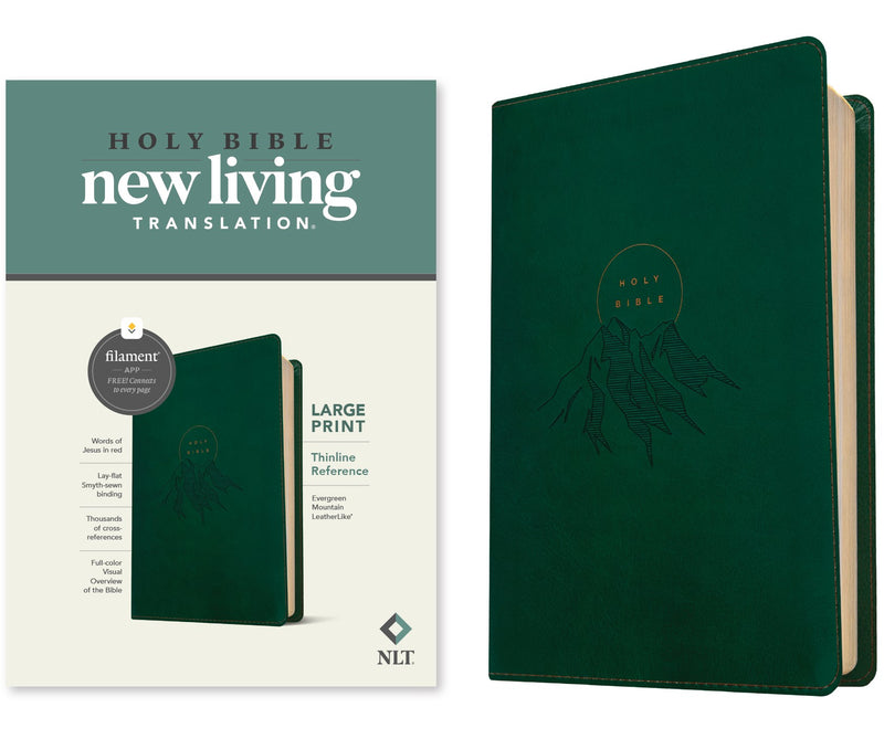 NLT Large Print Thinline Reference Bible  Filament Enabled Edition-Evergreen Mountain LeatherLike 