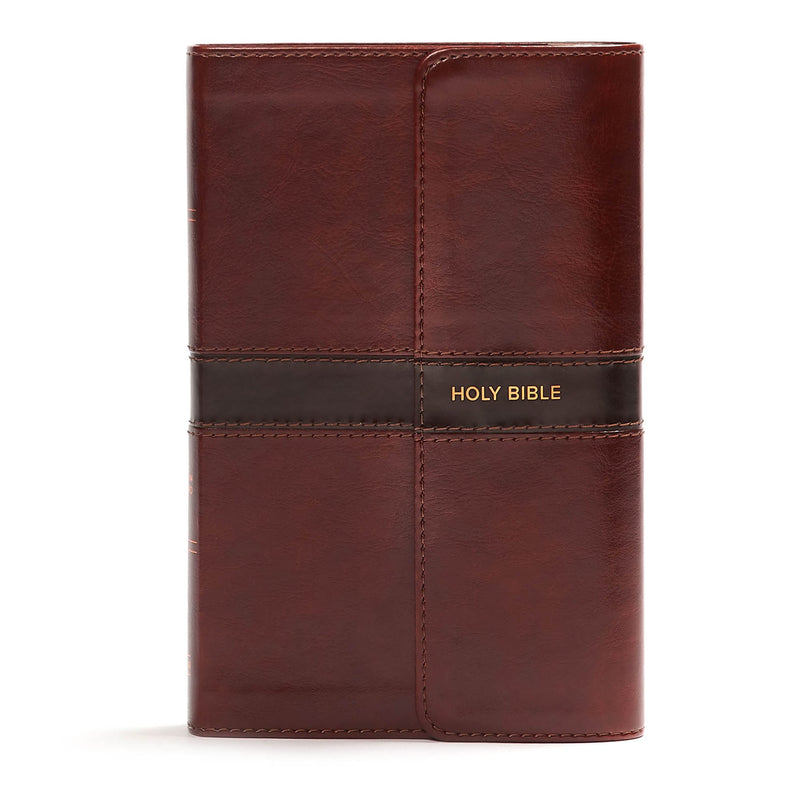 CSB Personal Size Bible-Saddle Brown LeatherTouch w/Magnetic Flap