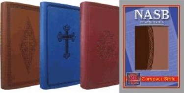 NASB Compact Bible-Burgundy Cross Leathertex 