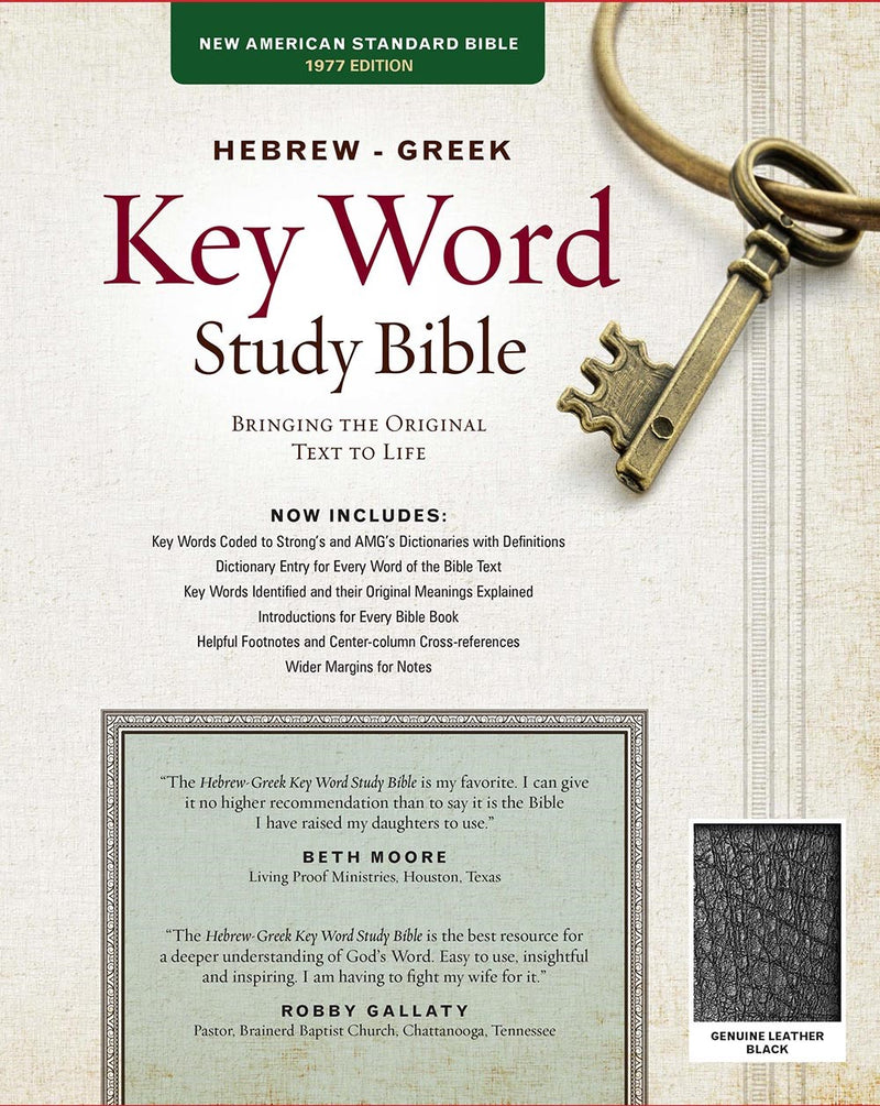 NASB Hebrew-Greek Key Word Study Bible-Black Genuine Leather Indexed