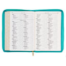 Vibrant Teal Large Print Thinl Zip Index