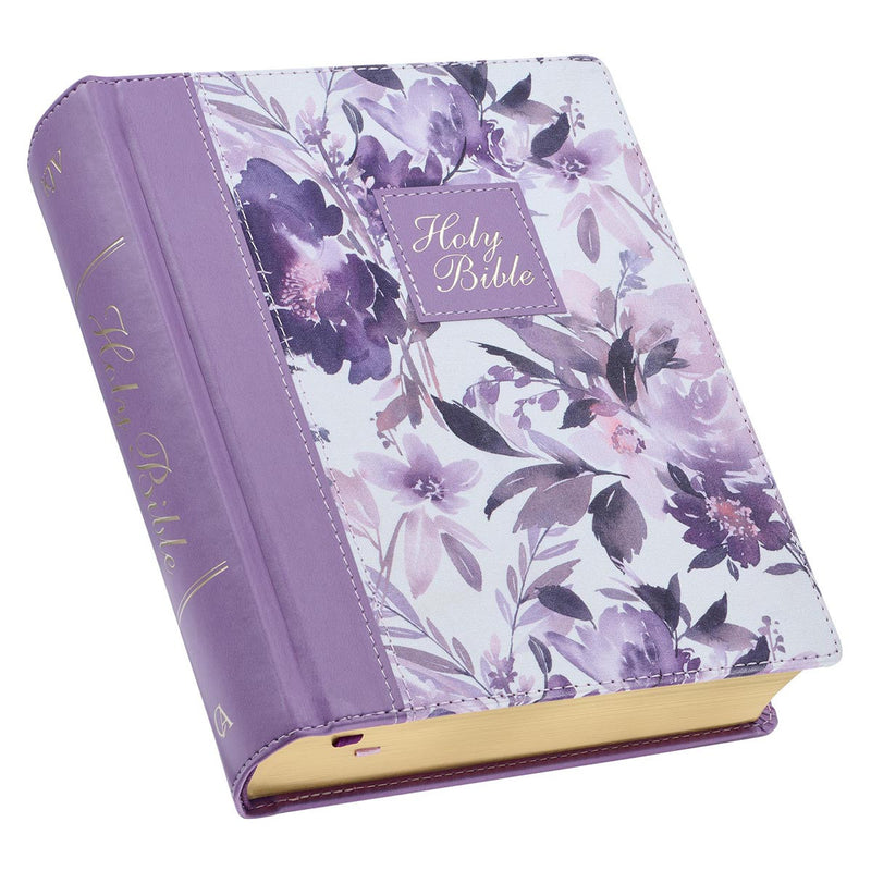 KJV Note-taking Bible Purple Floral HC