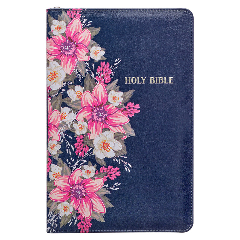 KJV Deluxe Gift Blue Floral Index Zipp