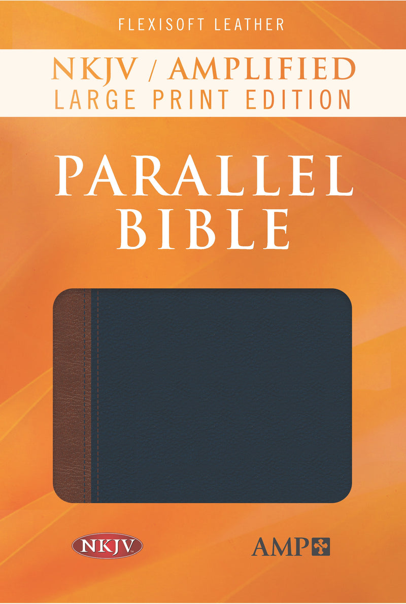 NKJV/Amplified Parallel Bible/Large Print-Blue/Brown Flexisoft Leather 