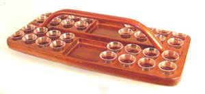 Avondmaalcups-tray 39x19cm 32 cups hout