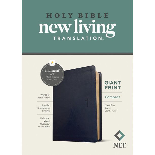 NLT Compact Giant Print Bible/Filament Enabled Edition-Navy Blue Cross LeatherLike